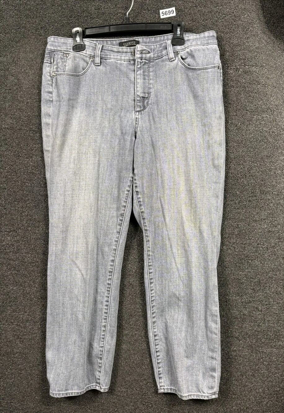 Talbots Flawless Curvy Five Pocket Slim Ankle Jeans Womens 14 Gray Tapered Leg